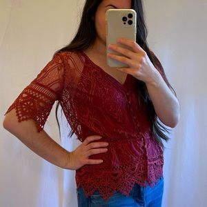 Shyanne Rust Lacey Blouse (2 piece)